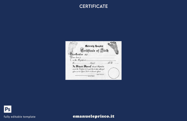 modello di certificato di nascita degli Stati Uniti in stile verificato